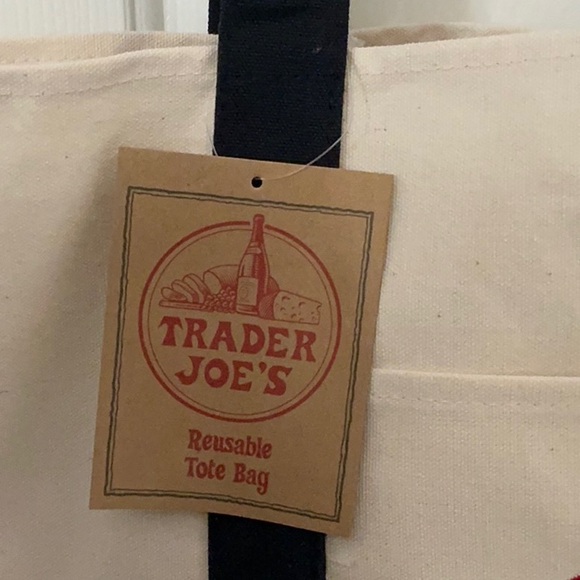 Trader Joes Tote Bag Blue Canvas Large 20” x 15” New - Picture 3 of 6